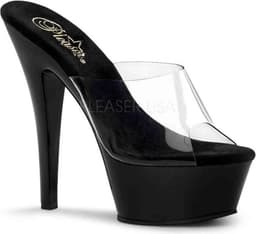 Pleaser - KISS-201 Muiltjes - Paaldans schoenen - 39 Shoes - Zwart/Transparant — thumbnail 1