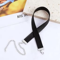 Zwarte leren kraag, brede kostuumketting voor vrouwen, choker, ketting, gothic punk ketting, verstelbaar, leer, choker, ketting, meisjes, kostuumketting, aansluitend, PU leer, koper — thumbnail 3