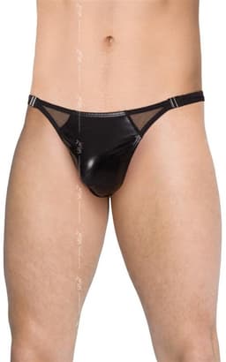 SoftLine Collection - Sexy wetlook heren string met sluiting aan de zijkant zwart M/L — thumbnail 1