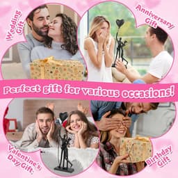 Romantisch IJzeren Sculptuur Paar - Handgemaakt Metalen Standbeeld voor Liefde en Huwelijksgeschenken — thumbnail 2