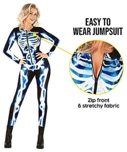 Morph elektrisch skelet bodysuit dames - vrouw skelet kostuum voor dames skelet Halloween kostuum — thumbnail 2