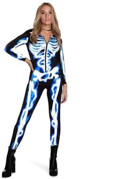 Morph elektrisch skelet bodysuit dames - vrouw skelet kostuum voor dames skelet Halloween kostuum — thumbnail 1