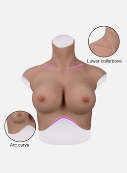 Siliconen Borsten- plus size L XL Borstprothese-Nep borsten- C cup- Cosplay- Travestie-Transgender-Crossdresser-Travestiet-100% siliconen-Breastplate- Oil Free- Non sticky- — thumbnail 3