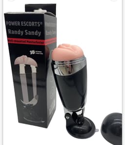 Power Escorts - Randy Sandy - Vibrerende Masturbator met Zuignap - Seksspeeltje voor Mannen - Penis & Eikel Vibrator - Kunst Vagina - Masturbators - 22 cm - gave cadeaubox van Power Escorts - BR03 - Zwart - beige — thumbnail 1
