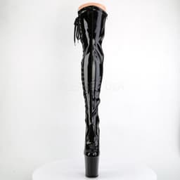 Flamingo-3050 hoge overknee laars met stiletto hak, extreem hoog plateau en lint glanzend zwart - Fetish Exotic Dancing - (EU 39 = US 9) - Pleaser — thumbnail 3