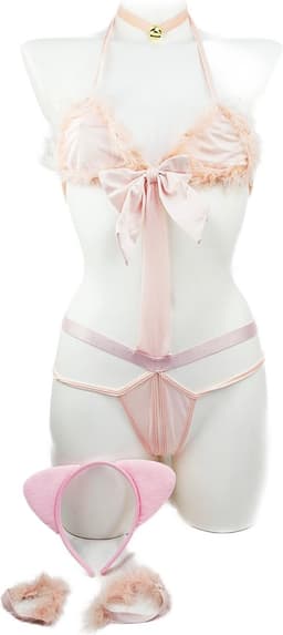 BamBella ® Sexy Cosplay Rollenspel kleding - Onesize - outfit dames Sex kitten kat pak Wit — thumbnail 4