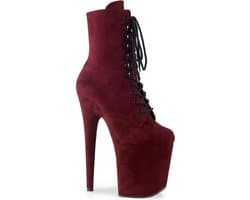 Pleaser - FLAMINGO-1020FS Plateau Laarzen, Paaldans schoenen - Paaldans schoenen - 36 Shoes - Bordeaux rood