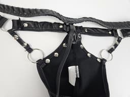 BamBella® L/XL open kruis string Maat L/XL nep leer voor mannen - BDSM Erotische Sex kleding — thumbnail 4
