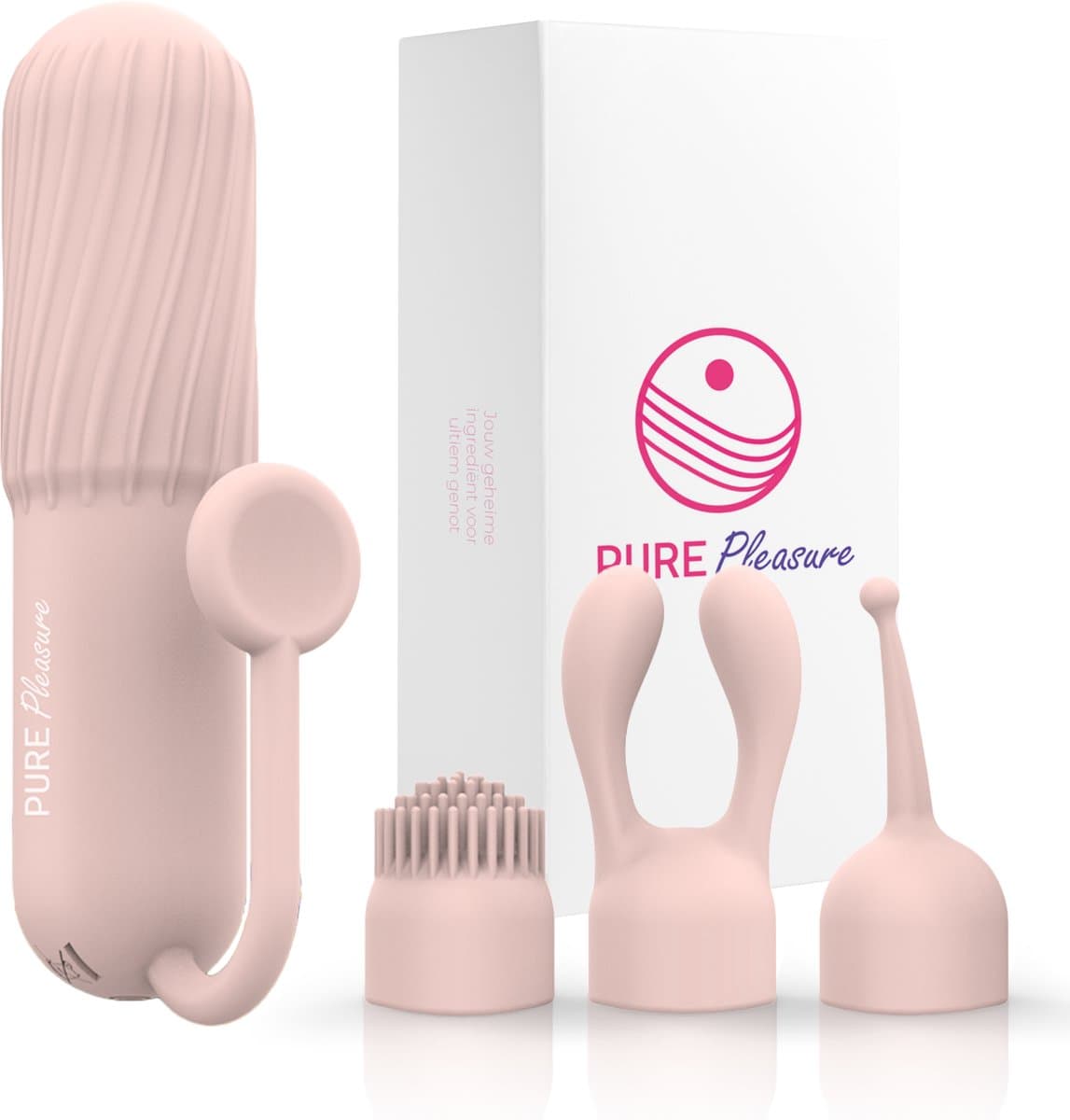 Pure Pleasure® Vibrators voor Vrouwen - Mini Bullet Vibrator - App & 3 Opzetstukken – Clitoris Stimulator – 10 Vibratiestanden – Oplaadbaar – Waterdicht – Roze – Compact Formaat — afbeelding 1