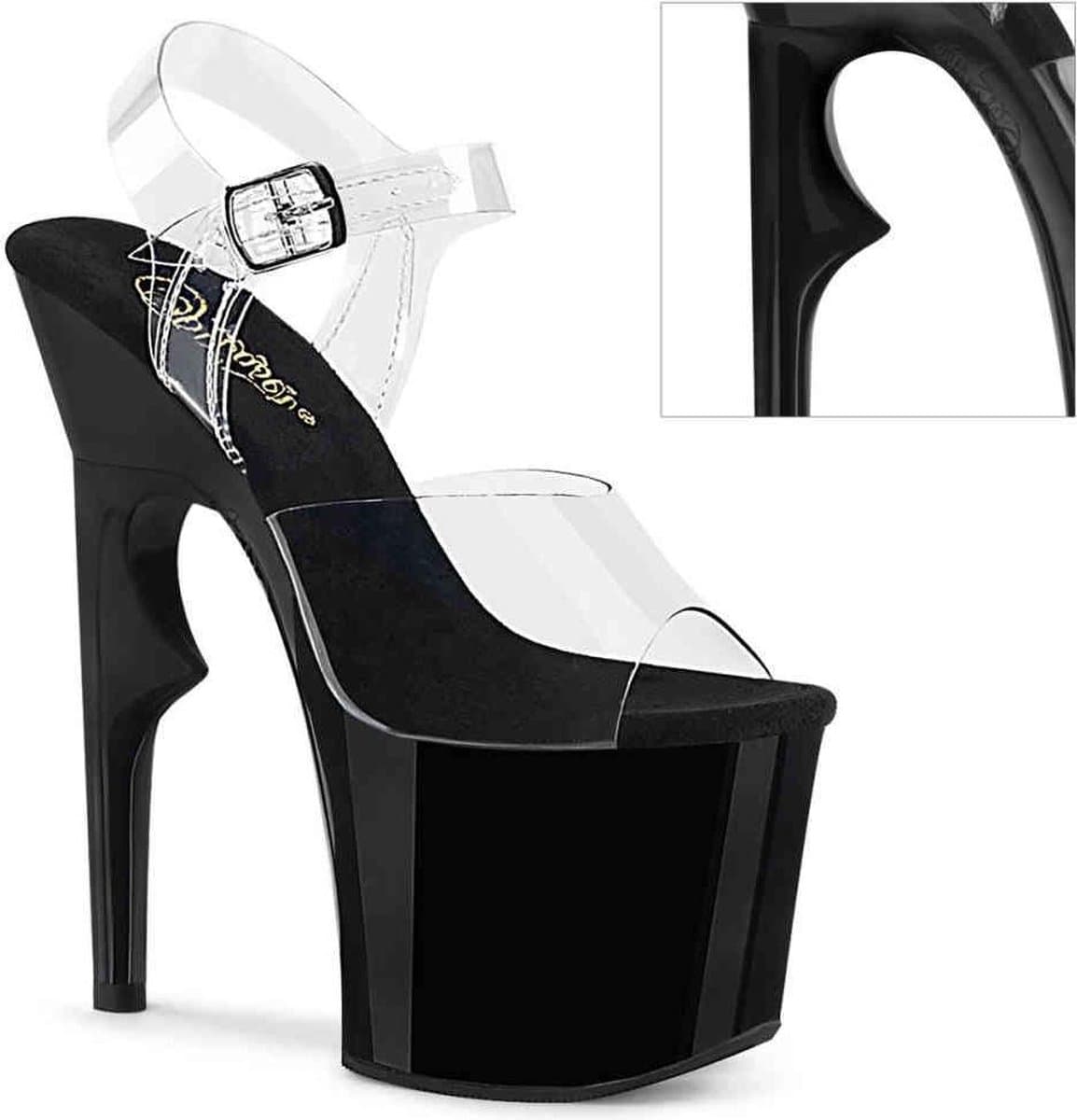 Pleaser - LOVETHORN-708 Sandaal met enkelband, Paaldans schoenen - Paaldans schoenen - 37 Shoes - Zwart/Transparant — afbeelding 1