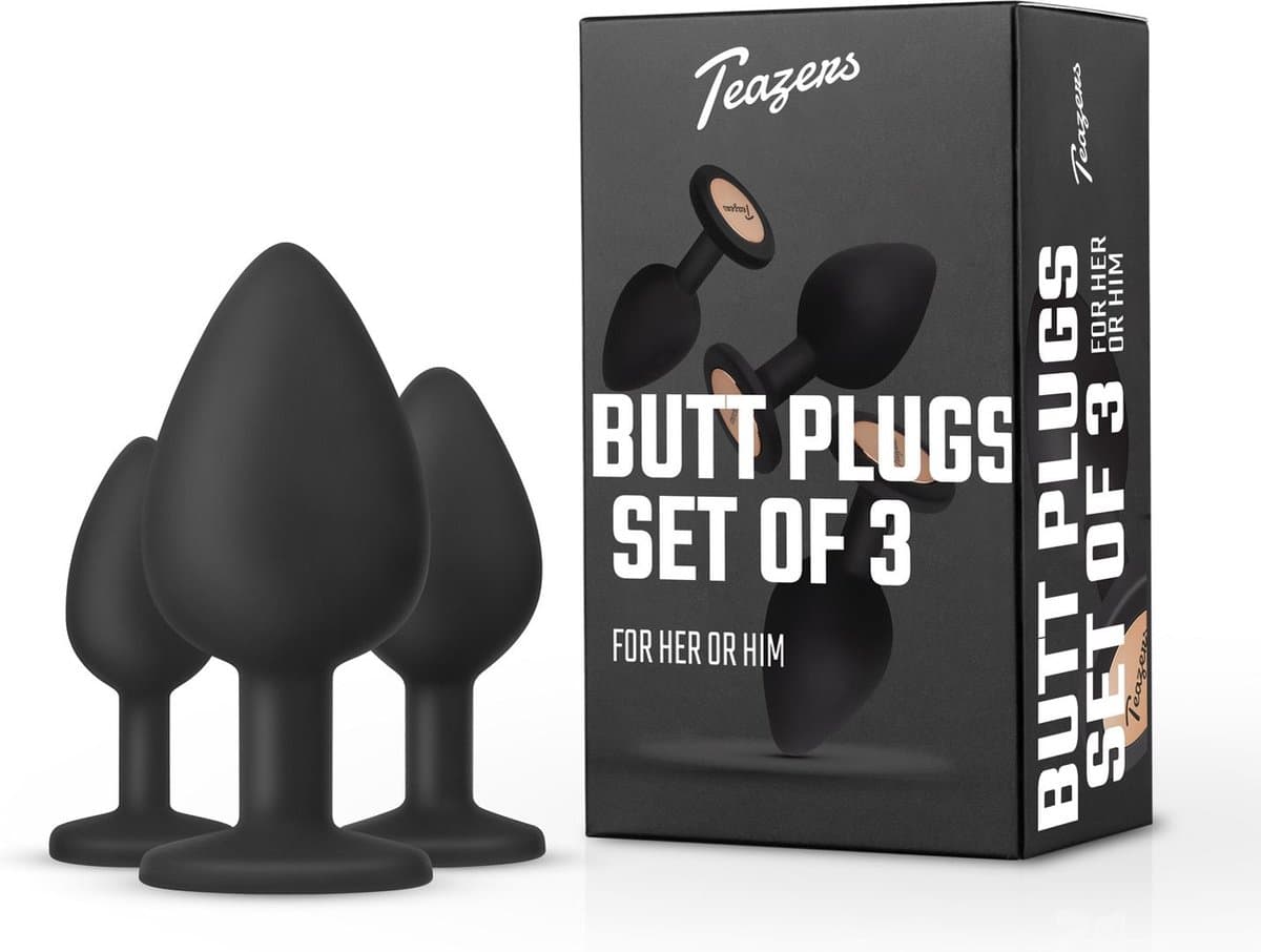 Teazers - Buttplug Set - 3 Delige Set - Buttplugs - Anal Plug - Sex Toys voor Vrouwen en Mannen - Seksspeeltjes - Zwart — afbeelding 1