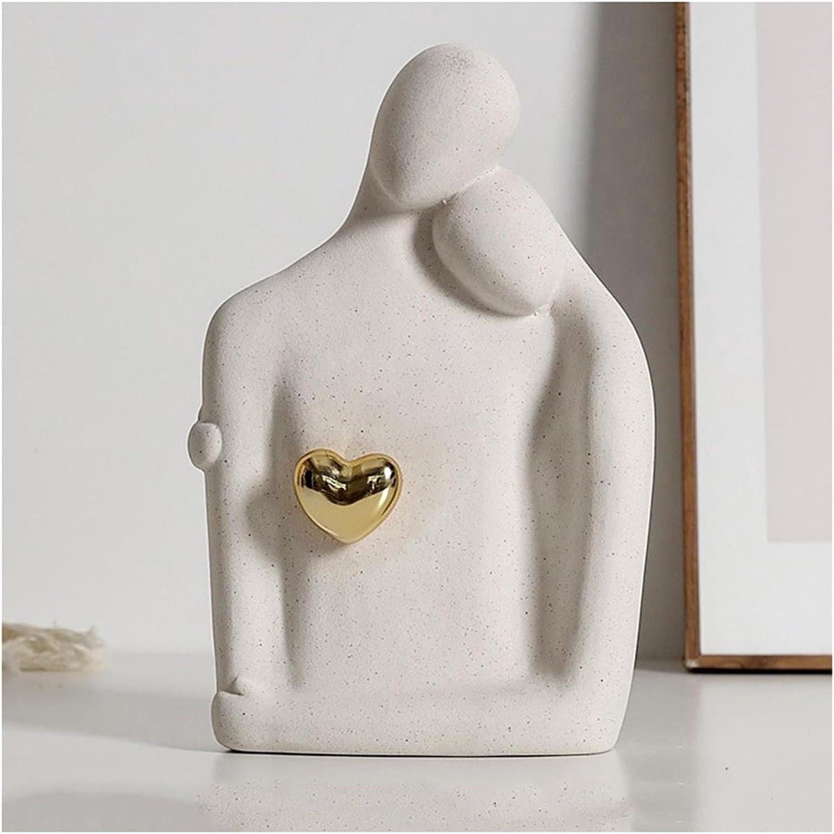 Skulpturen Statuen Paar sculptuur, moderne deco sculpturen, hart deco beeldjes voor woonkamer, keramiek, Wit, Liefde — afbeelding 1