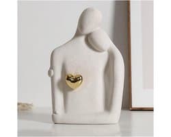 Skulpturen Statuen Paar sculptuur, moderne deco sculpturen, hart deco beeldjes voor woonkamer, keramiek, Wit, Liefde