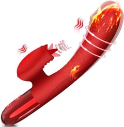Vitdipy - Vibrator - Stotende Rabbit Vibrator - Verwarmbaar - Pulsing Clitoris en G-spot Stimulator - Vibrators voor Vrouwen Realistisch - Sex Toys voor Koppels - Rood — thumbnail 1