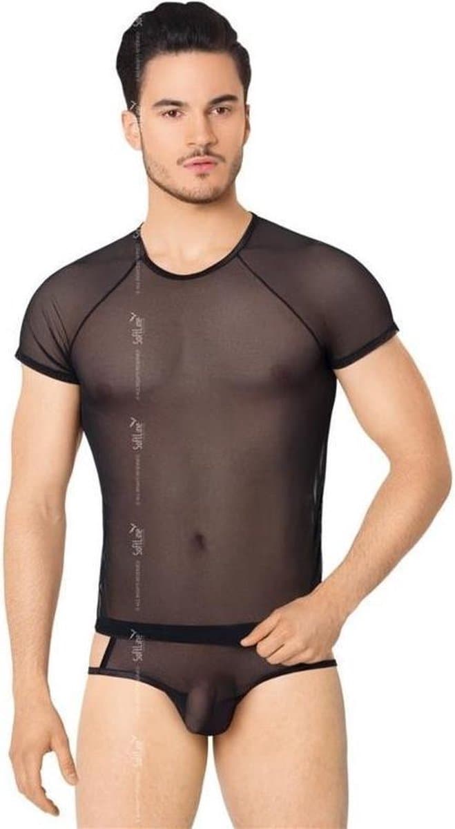 Netstof heren shirt en string zwart M/L — afbeelding 1