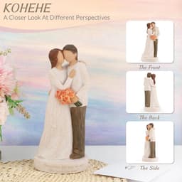 Handgeschilderd Beeld - Koppel Beeldje - Romantisch Cadeau - Met Groetkaart - 17 cm Hoog - Wit — thumbnail 4