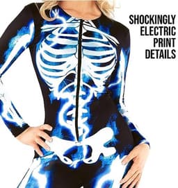 Morph elektrisch skelet bodysuit dames - vrouw skelet kostuum voor dames skelet Halloween kostuum — thumbnail 3