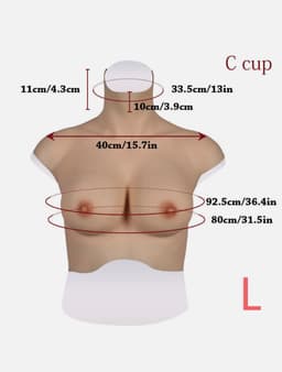 Siliconen Borsten- plus size L XL Borstprothese-Nep borsten- C cup- Cosplay- Travestie-Transgender-Crossdresser-Travestiet-100% siliconen-Breastplate- Oil Free- Non sticky- — thumbnail 1