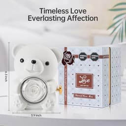 Romantische teddybeer met geconserveerde roos en hartvormige halsketting - Perfect cadeau voor Valentijnsdag, Moederdag en bruiloften — thumbnail 3