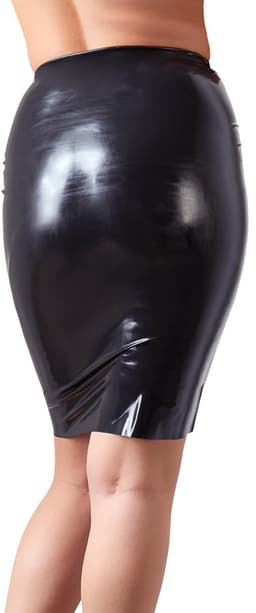 LateX – Latex Rok Wetlook en Extreem Spannend voor Feesten Taille Hoog en Knie Lang– Maat S – Zwart — thumbnail 3
