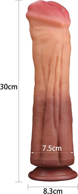 Lovetoy - XXL Dildo - Dual layered Platinum Silicone Cock - 30 cm lang en modder vet — thumbnail 3