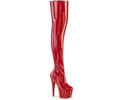 Pleaser - ADORE-3000HWR Plateau Overknee Laarzen - Paaldans schoenen - 40 shoes - Rood
