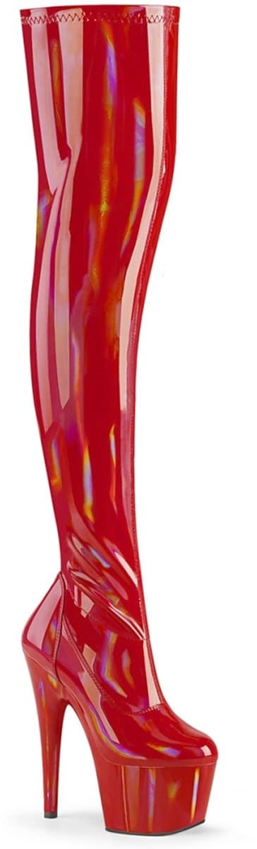 Pleaser - ADORE-3000HWR Plateau Overknee Laarzen - Paaldans schoenen - 40 shoes - Rood — afbeelding 1
