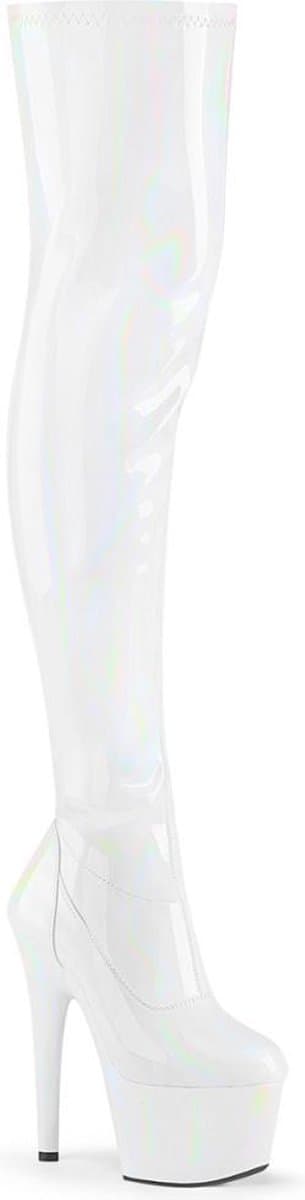 Pleaser - ADORE-3000HWR Plateau Overknee Laarzen - Paaldans schoenen - 40 shoes - Wit — afbeelding 1