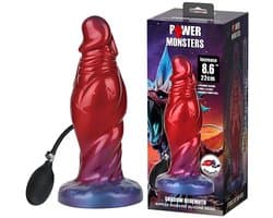 Power Monsters - Shadow Behemoth - Opblaasbare Monster Dildo - 22 cm - Rood/Blauw