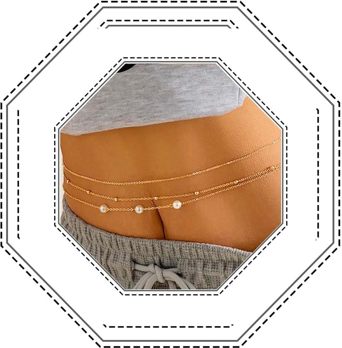 NTHProducts - Boho Layered Pearl Waist Body Chains - Sexy Bikini Accessoire - Goud - Bead Chain - Elegante Body Jewelry - Geschikt voor Vrouwen en Meis... — afbeelding 1