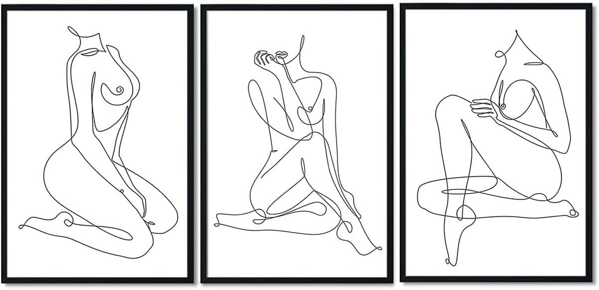 Abstracte Lijntekening - Lijst Kunst - Woonkamer Decoratie - Eco-pigment Prints - 40 x 61 cm - Multicolor — afbeelding 1