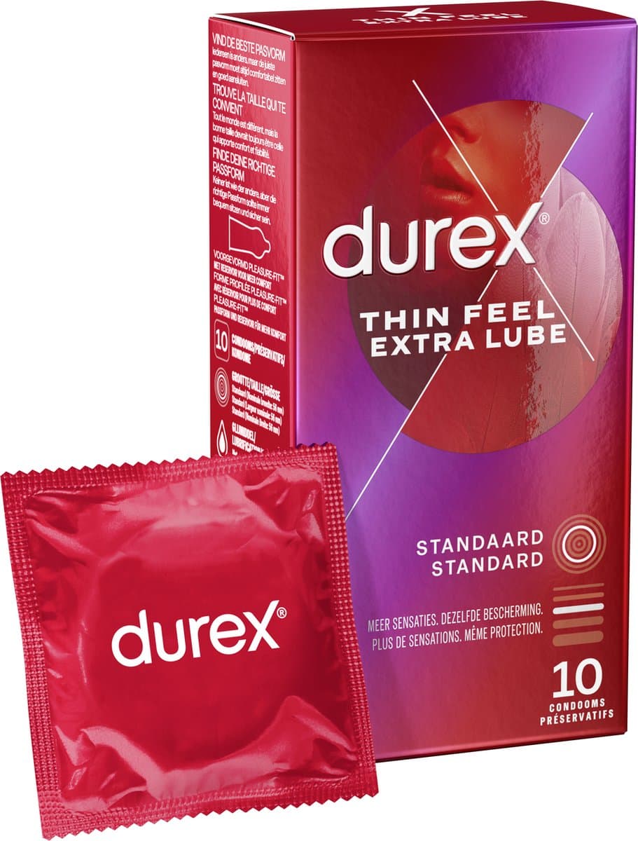 Durex - Condoooms Thin Feel Extra Lube 10 st. — afbeelding 1