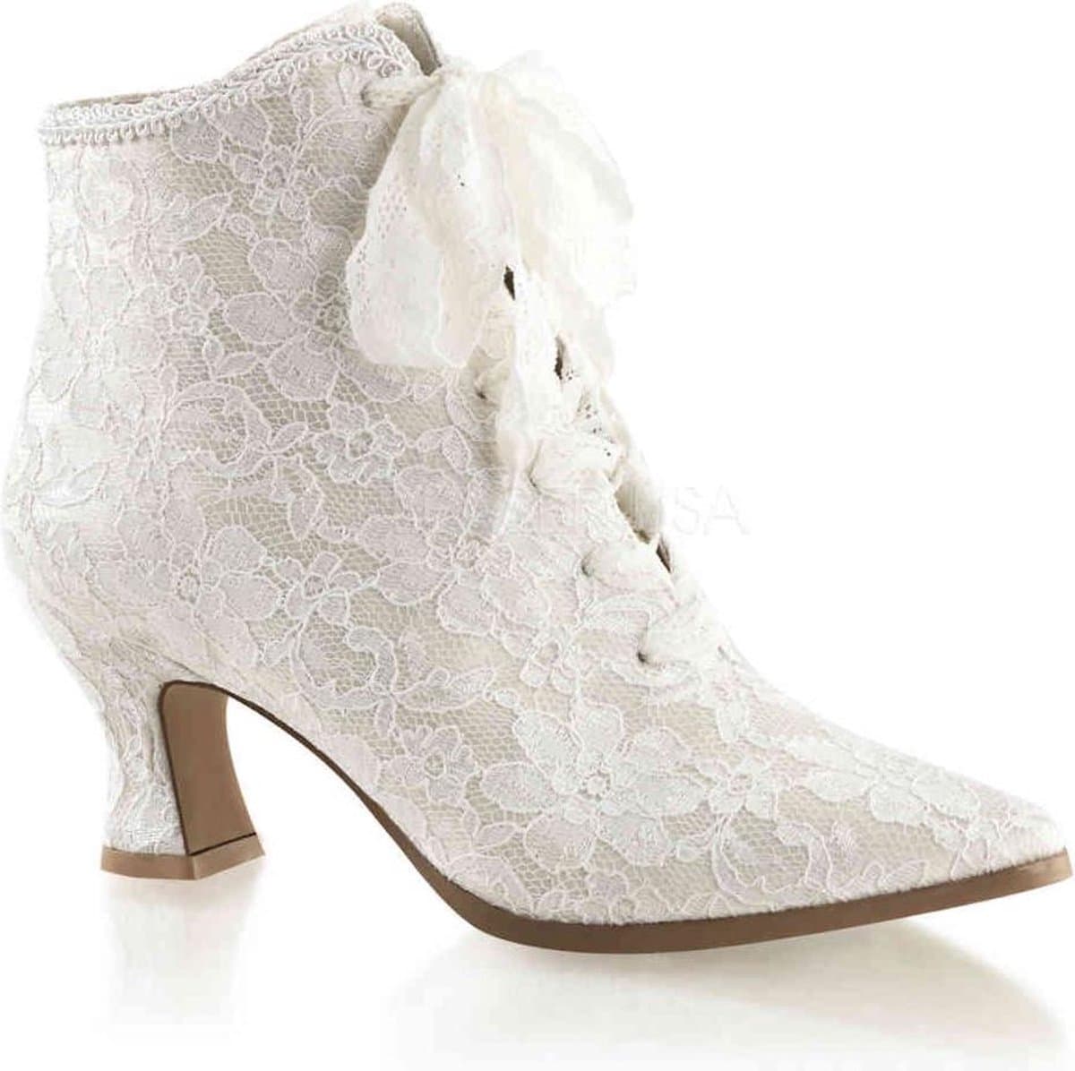 EU 41,5 = US 11 | VICTORIAN-30 | 2 3/4 Flaired Heel Lace Up Ankle Bootie w/Lace Overlay — afbeelding 1