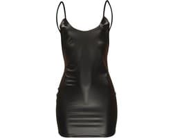 WiseGoods Luxe Latex Wetlook Jurkje Dames - Feest Jurkjes - Sexy Kleren Vrouwen - Party Kleding - Jurk - Disco Jurken - Zwart - M