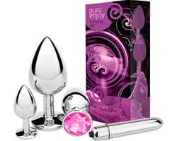 Metalen Buttplug Set Voor Mannen en Vrouwen – Butt Plug - Roze