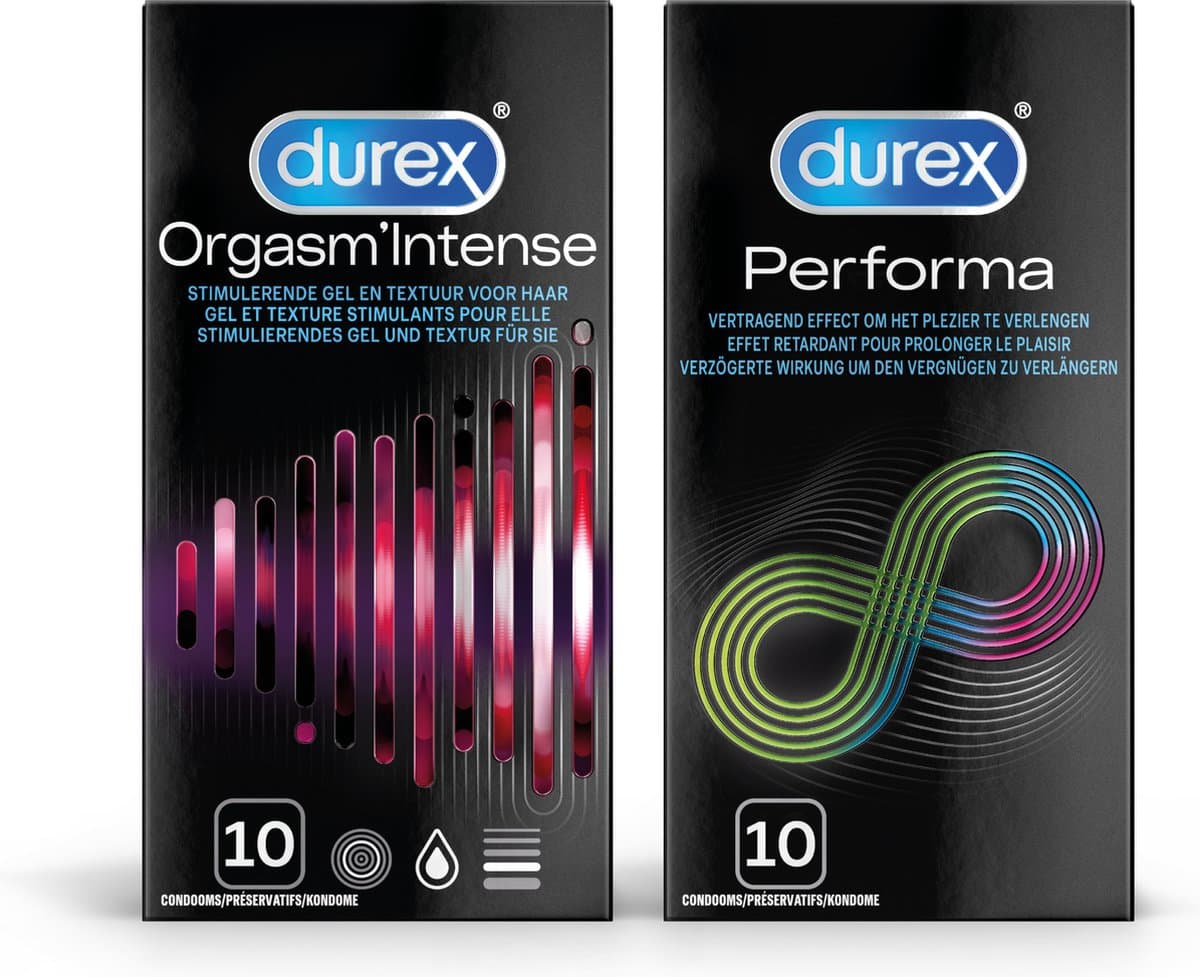 Durex - 20 stuks Condooms - Orgasm Intense 1x10 stuks - Performa 1x10 stuks - Voordeelverpakking — afbeelding 1