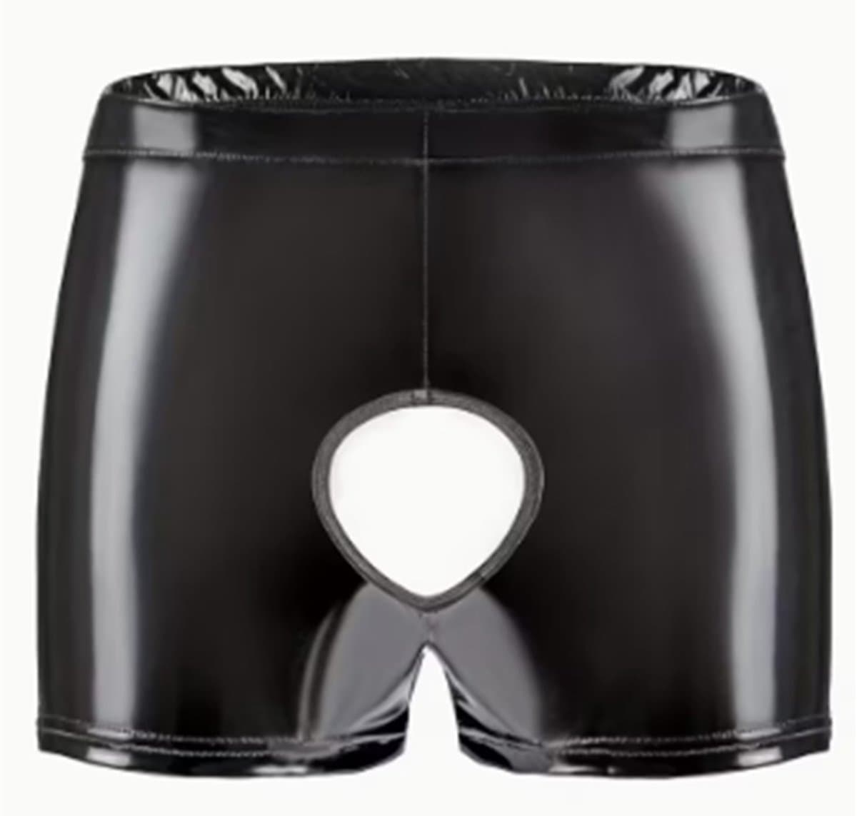 BamBella ® - Boxer short Maat S/M Datex Zwart (Latex en stof SM kleding BDSM met rits erotische heren kleding ondergoed lingerie onderbroek zwart — afbeelding 1