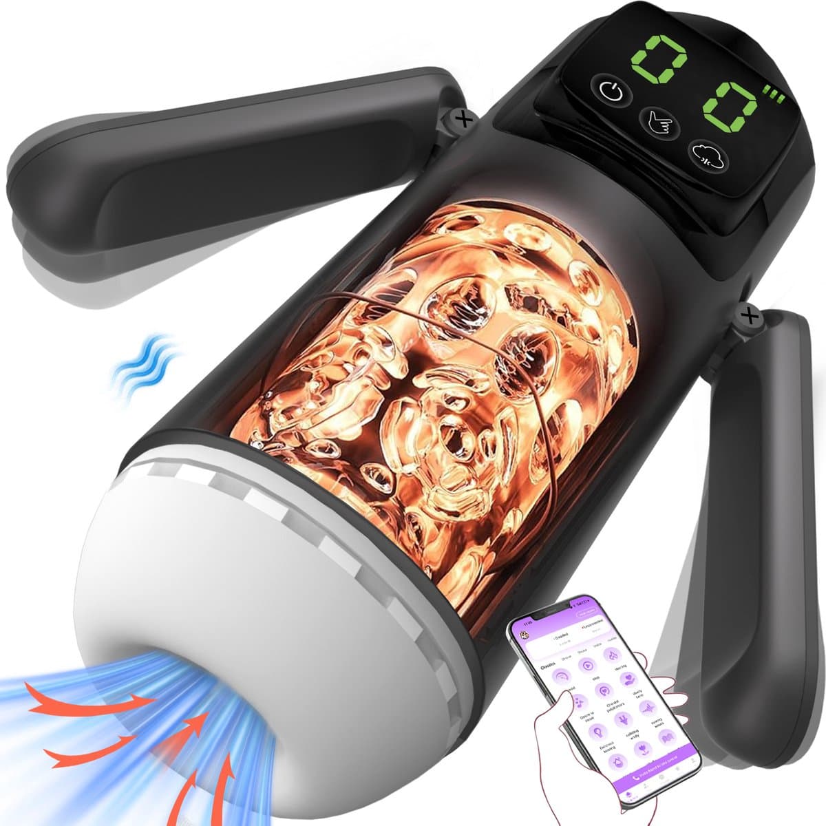 Luxe Automatische Masturbator – App-Control – 7 Zuigstanden & 7 Vibratiestanden – Vagina Sleeve – Oplaadbaar – Handsfree – LED-Display - Pocket Pussy – Sex Toys - voor hem — afbeelding 1