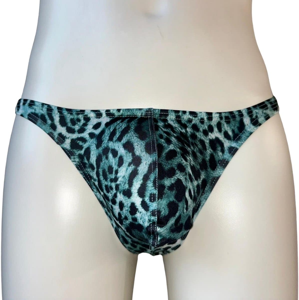 LekkerStout Heren String Luipaardprint - Turquoise - Sexy Herenondergoed - Maat M | ( LS248 ) — afbeelding 1