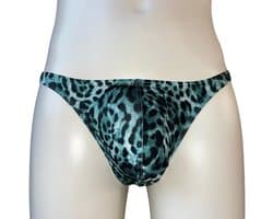 LekkerStout Heren String Luipaardprint - Turquoise - Sexy Herenondergoed - Maat M | ( LS248 )