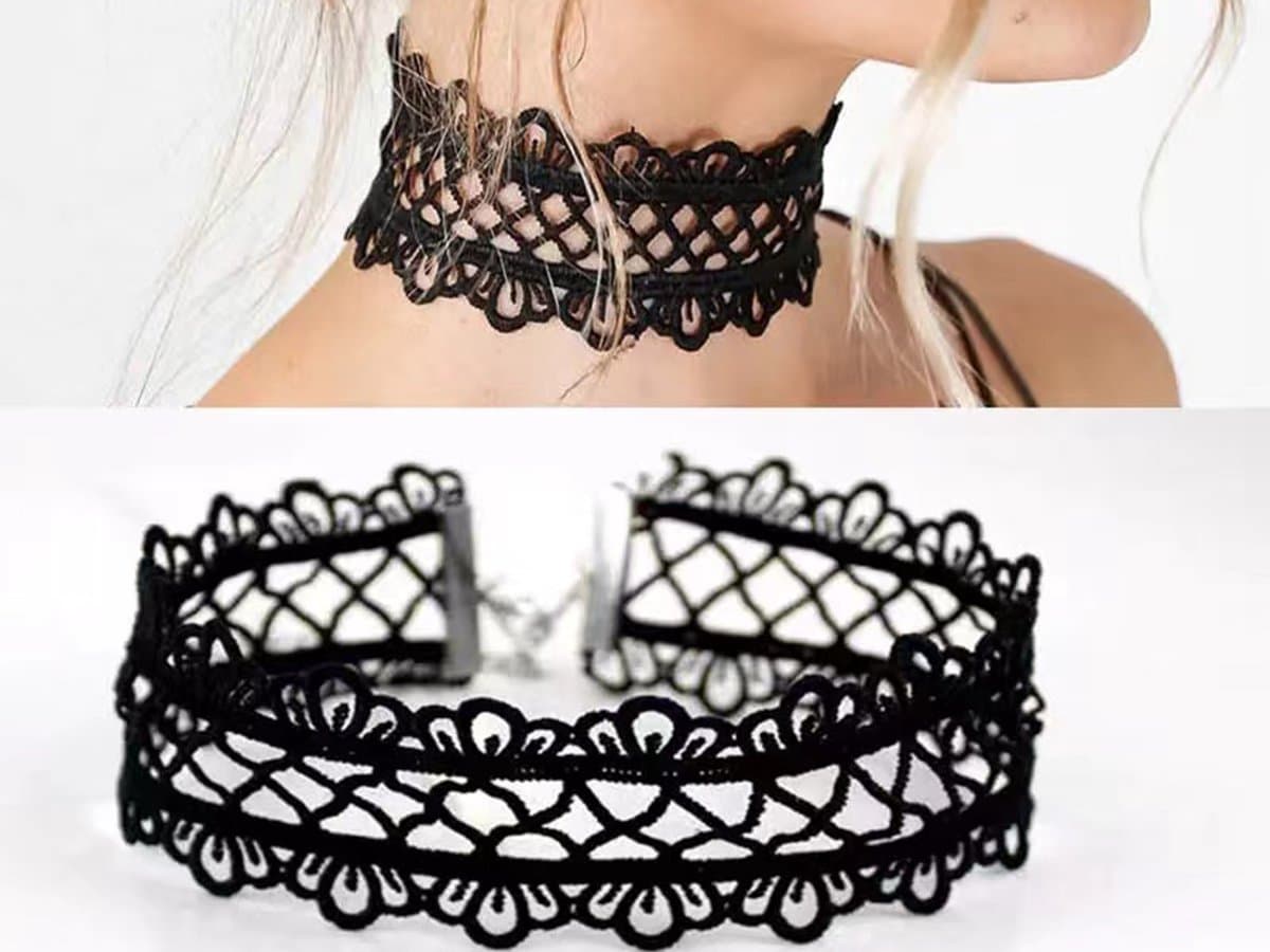 Choker - Zwart - Kant / Lace - Collier - Ketting - 40 cm - one size fits most - verstelbaar - fashionable - sexy - musthave — afbeelding 1