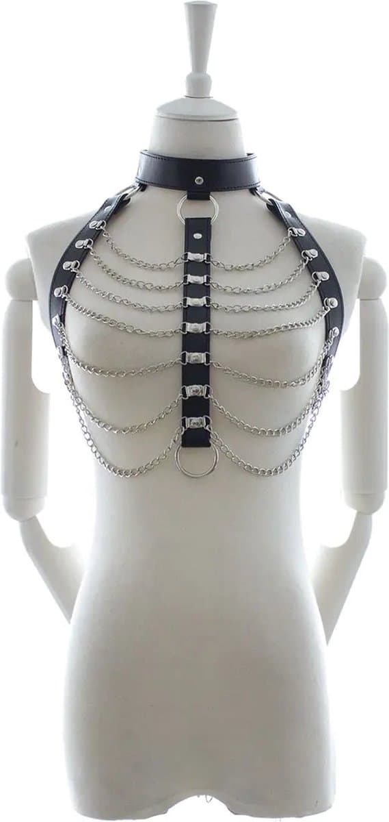 Fixxx - Verstelbare Kettingen Top - PU-Leer - One Size - Zwart — afbeelding 1