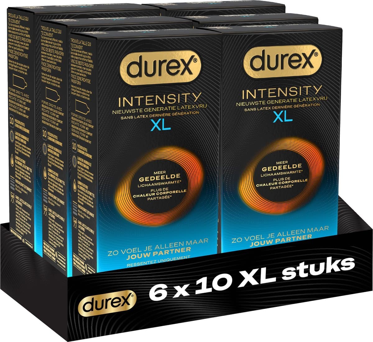 Durex Intensity Condooms XL - Nieuwste generatie ultradunne, latexvrije condooms voor mannen – Gedeelde lichaamswarmte - 6 x 10 stuks - Voordeelverpakking — afbeelding 1