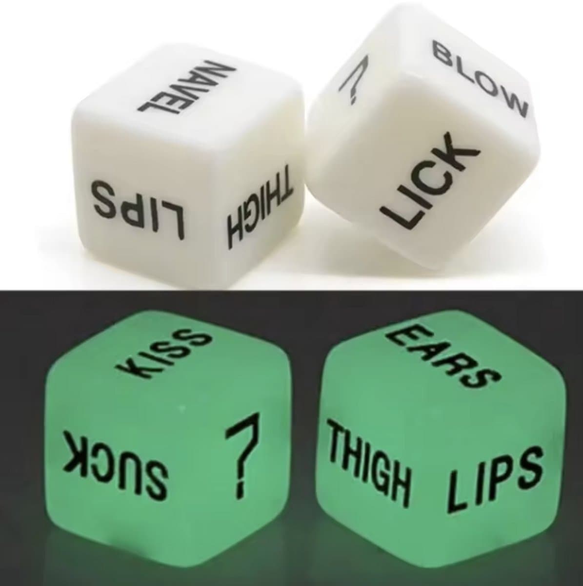 CHPN - Lichtgevende erotische dobbelstenen - Glow in the dark sex dobbelstenen - Voorspel - 2 dobbelstenen - Etotiek - Sextoy — afbeelding 1