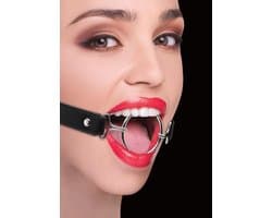 Ouch! – Ring Gag Open Mond Knevel met Verstelbare Riem Maat XL - Zwart