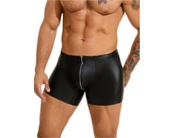 PleazureX leren boxer met rits kruis - Sexy - Heren ondegoed - onweerstaanbaar - heren lingerie - Maat L