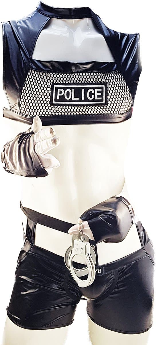 BNDGx® Sexy Cosplay Rollenspel kleding - Onesize - outfit heren Politie zwart wit set — afbeelding 1