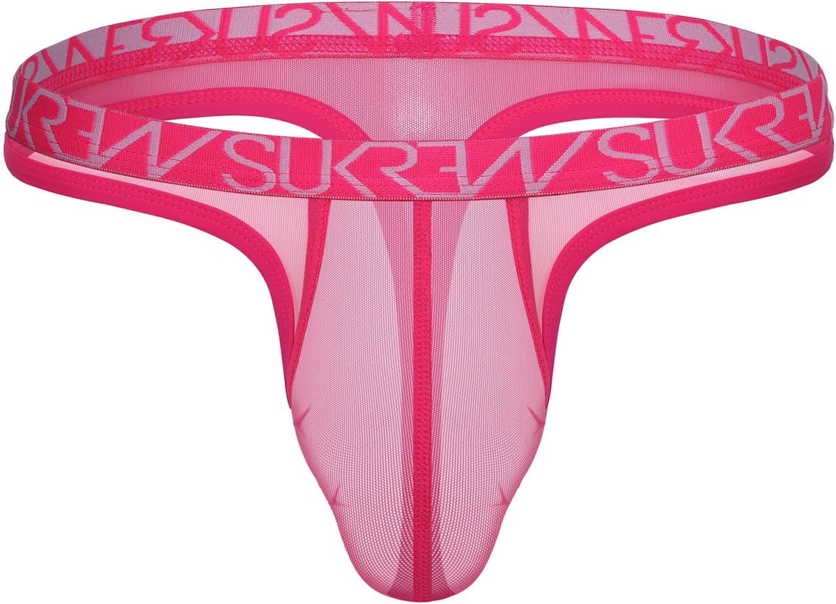 SUKREW Sheer Low-rise Thong Elect Pink - MAAT XXL - Erotisch Heren Ondergoed - String voor Man - Sexy mannen String — afbeelding 1