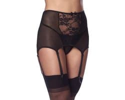 Amorable - 50's Style Jarretelgordel - Incl. String en Kousen - Zwart - S/M