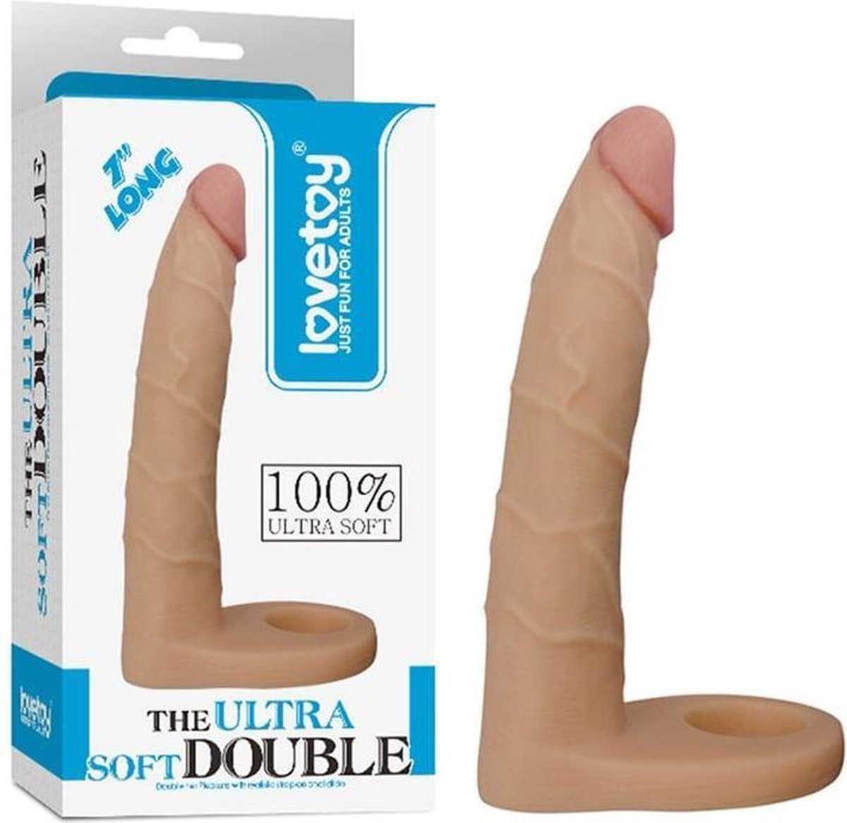 Lovetoy Voorbinddildo voor dubbele penetratie Ultrasoft Double - 18 cm — afbeelding 1